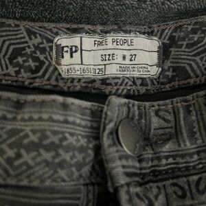 Free People Charcoal Geometric Jeans